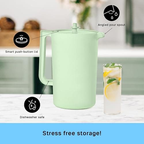Tupperware Heritage 1 Gallon Pitcher in Mint, Dishwasher Safe and BPA Free thumbnail 4