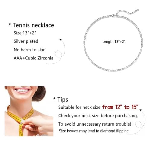 Luxval Tennis Necklace 14K Gold Plated Rhinestone Butterfly Choker Necklaces for women Dainty Zirconia Cut Faux Diamond chain 3mm thumbnail 6