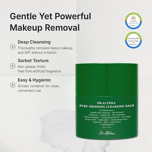 Dr.Althea Pure Grinding Cleansing Balm | Hygenic One-Step Makeup Cleansing Oil with Madecassoside | Non-Greasy Sorbet Texture | Soothing for All Skin Types | Korean Vegan Skin Care | 1.69 Fl Oz thumbnail 3