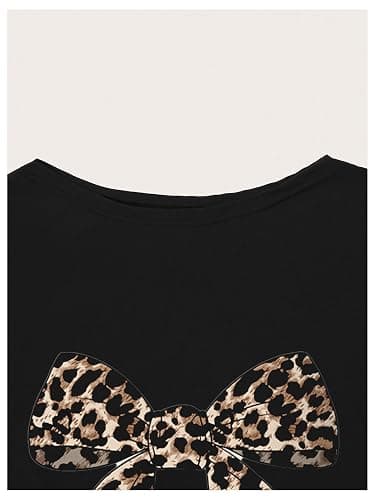 RoseSeek Girl's Off The Shoulder Tops Number Graphic Jersey Shirts Short Sleeve Oversized T Shirts Y2k Tops - 11 Years - Bowknot Black thumbnail 5