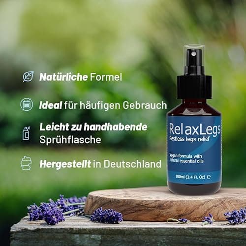 RelaxLegs Restless Legs Relief – Ideales Magnesiumspray für unruhige Beine und Krämpfe in den Beinen, wirksames Muskelrelaxans zur Linderung von Beinschmerzen, Linderung geschwollener Beine und Fußspr thumbnail 6