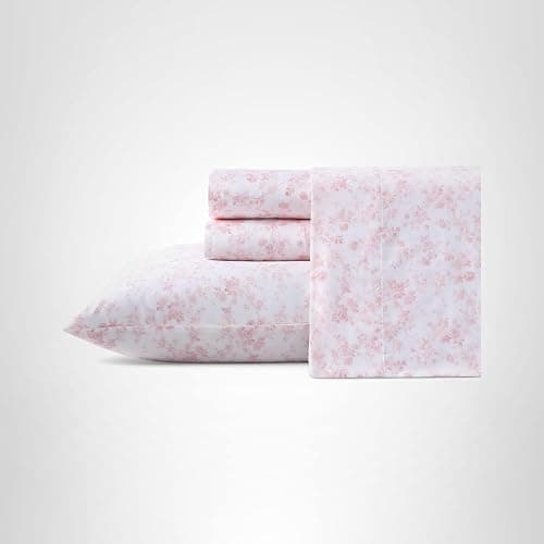 Laura Ashley - Queen Sheet Set, Buttery-Soft Bed Sheets with a Naturally Silky Smooth Cotton Sateen Lightweight Feel - Matching Pillowcases & Fitted Sheet (Bella Pink) thumbnail 8