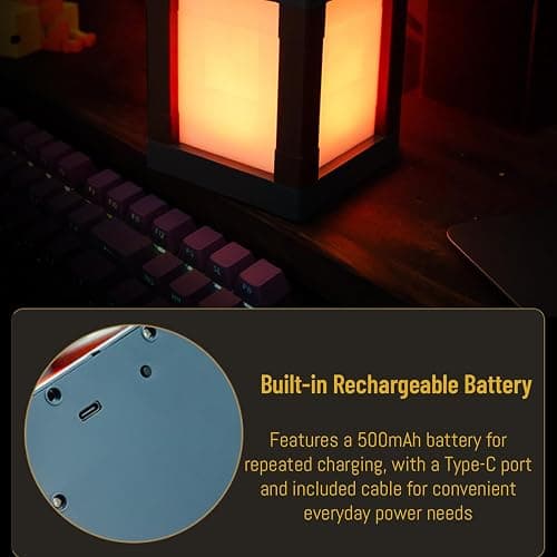 Pixelated Lantern LED Night Light, 16-Color Led Wall Mood Night Light with Remote Control, Rechargeable Table/Wall Night Lamp, for Bedroom & Home Decoration (with Chain) thumbnail 5
