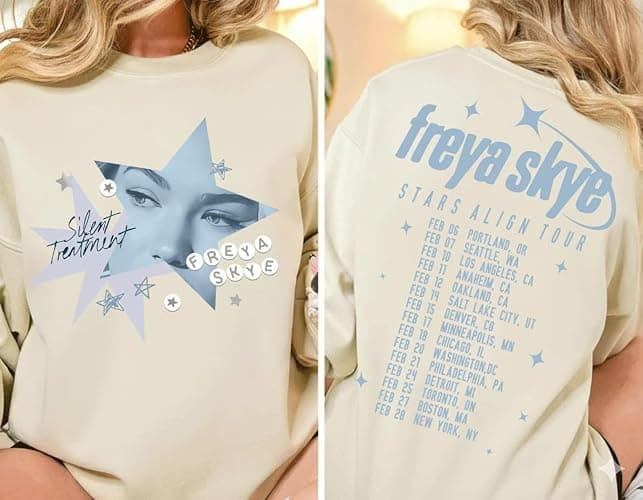 Fre-ya Sk-ye Stars Alig-n Tour Selfie Star T-Shirt, Front and Back Sweatshirt Concert Merch, Handmade Memorabilia Best Friend Matching Shirt Multicolor Women Youth Kids thumbnail 6