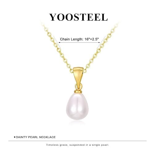 Yoosteel Gold Pearl Necklaces for Women - Dainty 14K Gold Plated Pearl Choker Pendant Necklace for Women Trendy Gold Simple Elegant Necklaces Bridesmaid Wedding Gifts Jewelry thumbnail 5