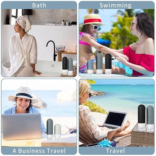 18pack Travel Bottles for Toiletries,TSA Approved Silicone Travel size Containers for Toiletries,Leak Proof Refillable Liqus Shampoo And Conditioner Travel Essentials toiletry Bottles - Gray thumbnail 7