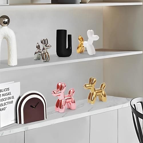Notakia Cute Ceramics Balloon Dog Statue Crafts Living Room Desktop Decorations,Handmade Modern Small Ceramic Animal Statue Ornament Home Decor Accents thumbnail 6