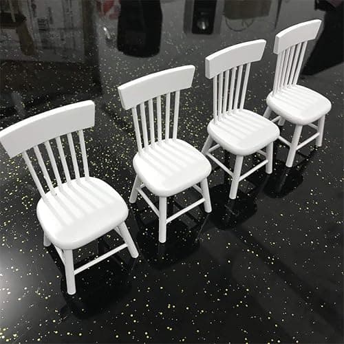 SXFSE Dollhouse Decoration Accessories, 1:12 Dollhouse Miniature Furniture Wooden White Dining Table Chair Model Set thumbnail 9