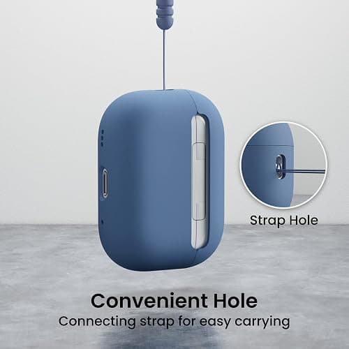 ORNARTO Kompatibel mit AirPods Pro 2 Hülle 2022, Schützende Flüssig Silikon Hülle für AirPods Pro 2 2022 Hybrid Skin Front LED Sichtbar Silikon Hülle Französisch Blau thumbnail 3