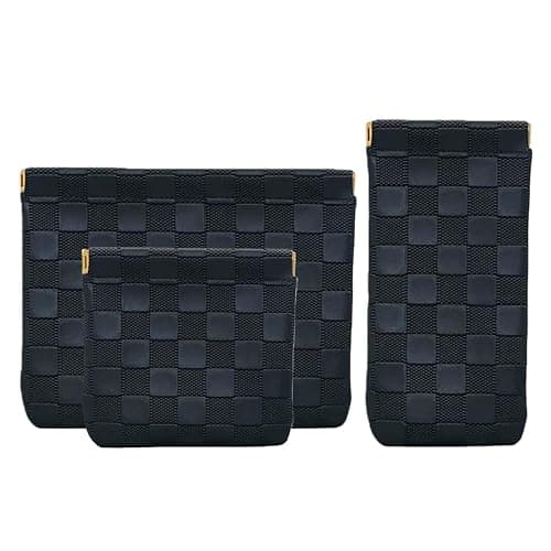 FeciFeco Small Makeup Bag for Purse, Pencil Case, Mini Cosmetic Bags for Women, Coin Purse Organizer, Lipstick Cosmetic Accessories Organizer, Small Travel Kit Storage Pouch (Multi-size-Black) - Image 1
