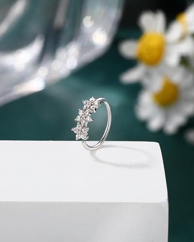COCHARM 20G 925 Sterling Silver Small Thin Nose Ring Hoop for Women, Silver 7mm - 8mm Adjustable Half Hoop Nostril Piercing Jewelry thumbnail 5