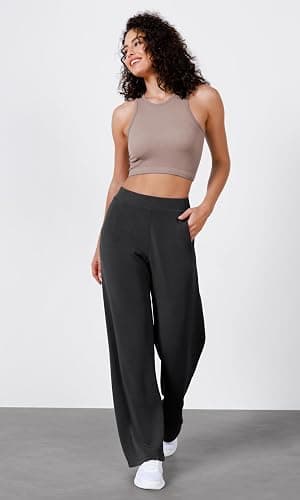 ODODOS Women's Modal Soft Wide Leg Pants Elastic High Waist Casual Lounge Relaxed Pants with Pockets - 27"/ 29" / 31" Inseam thumbnail 2