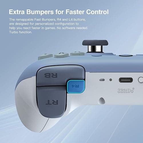 8Bitdo Ultimate 2C Wireless Controller for Windows PC and Android, with 1000Hz Polling Rate, Hall Effect Joysticks and Hall Triggers, and Remappable L4/R4 Bumpers (Dark Blue) thumbnail 3