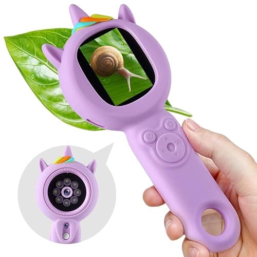 Kids Microscope- 500x Magnification,16X Zoom,Handheld Microscope for Kids with HD Cam,Portable Science Learning Tool,Christmas Birthday Gifts for Boys Girls Aged 3-12 (Purple) - Image 1