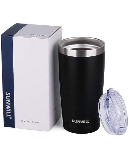 SUNWILL Travel Coffee Tumbler 20 oz, Insulated Mug with Lid, Stainless Steel Cup for Outdoor, Powder Coated Black thumbnail 5