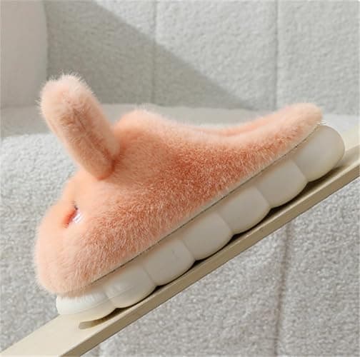 Uewidiod Women's Cute Rabbit Warm Plush Comfortable Indoor Anti slip Home Thick Sole Winter Soft Cotton Slippers thumbnail 4