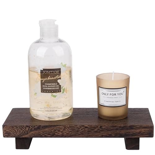 zoocatia Small Wood Tray Pedestal Stand Farmhouse Bathroom Decor Decorative Wooden Riser Kitchen Soap Dish Holder for Vanity, Counter, Sink, Dark Brown thumbnail 7