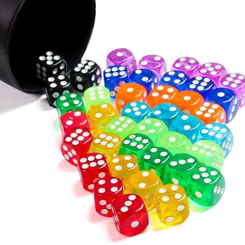 50 Pieces Dice Set, 14mm Bulk 6 Sided Colored Dices for Board Games, Math Learning,Classroom thumbnail 5