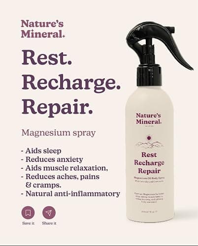 Rest Recharge Repair Magnesium Spray - Magnesium Supplements/Muscle Recovery & Stress Relief Supplement - Soothing Lavender & Chamomile Blend in Oil Spray Bottle - 200ml 1,200 Sprays thumbnail 5