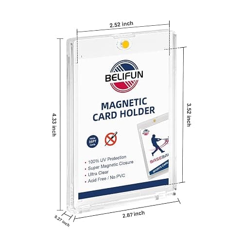 20-Pack One Touch Magnetic Card-Holders - 35PT Trading Card Holders, UV Protection Clear Acrylic Card Cases, Card Protector for Game, Baseball Sports Cards, Fit for Standard Cards Storage and Display thumbnail 2