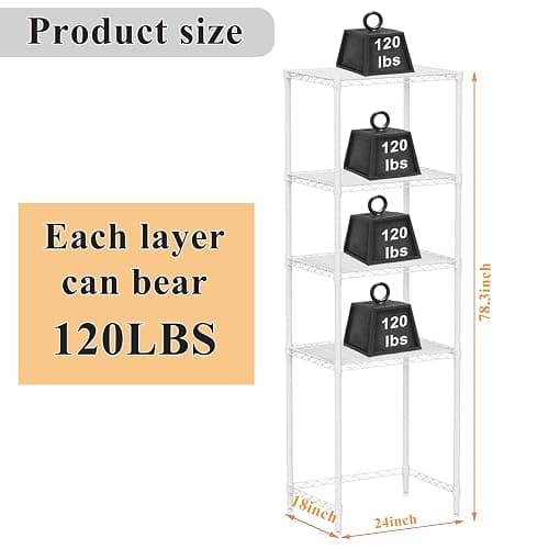 ToiULik 4 Tier Mini Fridge Shelf with Storage Over Mini Fridge Storage and Microwave Stand Height Adjustable Metal Storage Rack for Dorm Kitchen Office(White thumbnail 3