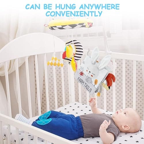 Vicloon Cloth Books - 3D Touch Feel High Contrast Baby Books, Soft Books with Crinkle for Infants & Toddlers (Rabbit) thumbnail 6