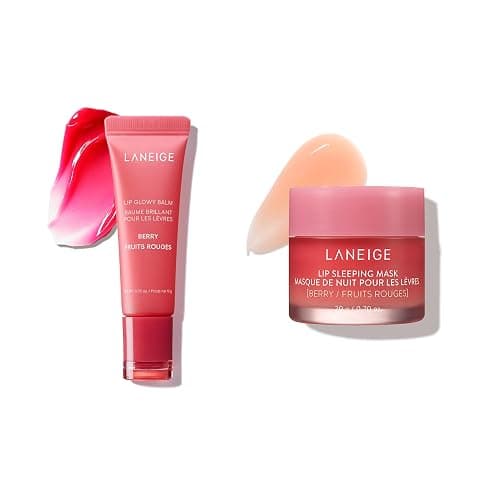 LANEIGE Day & Night Berry Lip Duo: Lip Sleeping Mask and Lip Glowy Balm with Vitamin C, Shea & Murumuru Butter for Hydrating Dry, Flaky Lips - Image 1