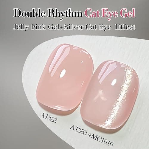 Double Rhythm 0.5 OZ Cat Eye Gel Polish with Magnet 15ML Holographic Glitter Shimmer Translucent Jelly Color Magnetic Polish Salon DIY at Home (Silver-MC1019) thumbnail 5