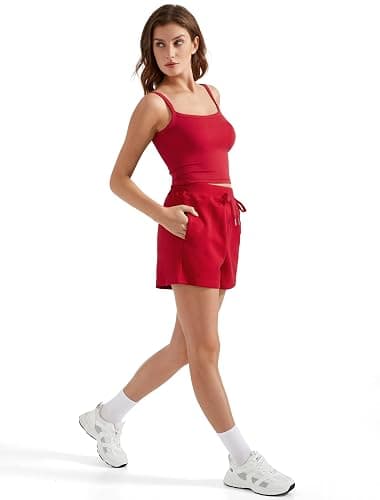 OMKAGI Women 2 Piece Outfits Sleeveless Tank Top Sweat Shorts Set with Pockets Vacation Sets thumbnail 6