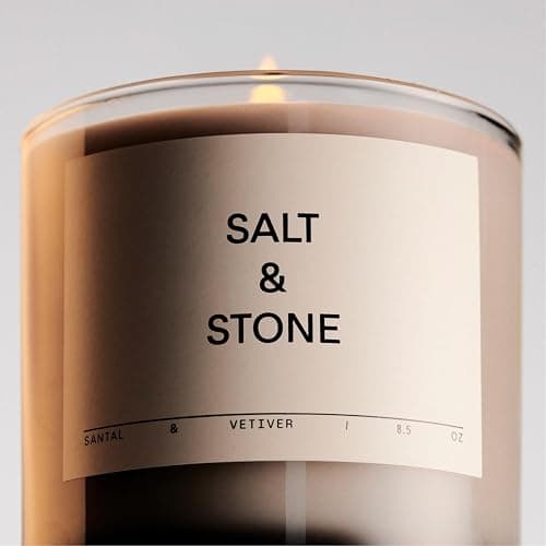 SALT & STONE Scented Candle for Women & Men | Hand-Poured, Aromatic & Fragrant | Made with Natural Coconut & Soy Blend Wax | 100% Cotton Wick | Long-Lasting 50 Hour Burn Time (8.5 oz) - Santal & Vetiver thumbnail 3