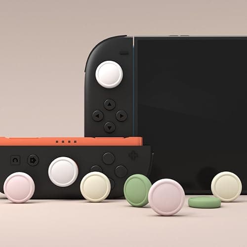 PlayVital Thumb Grips for Nintendo Switch 2, 8-Pack Silicone Joystick Caps for Joycon 2, Cute Accessories Comfort Thumbstick Grip Covers - White & Antique Yellow & Pink & Matcha Green thumbnail 3