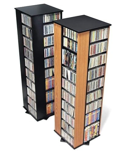 Prepac 4 Sided Revolving Display Cabinet, Black Storage Cabinet with 36 Adjustable Shelves Narrow DVD Storage Cabinet Ideal for Living Room 18.75" D x 18.75" W x 65" H thumbnail 4