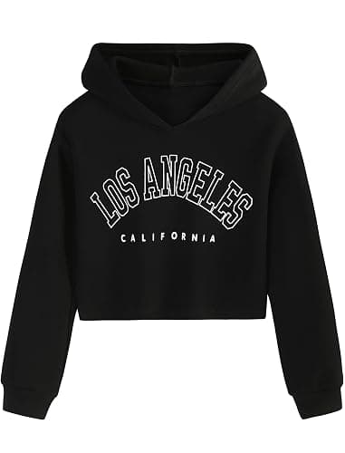 EXARUS Girls Sweatshirts Oversized/Crop Graphic Hoodie Letter Print Crew Neck Pullover Long Sleeve Casual School Kids - Image 1