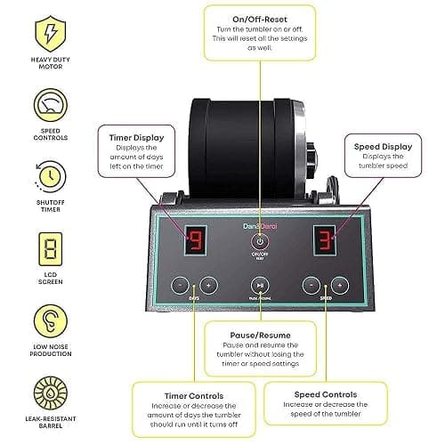 Dan&Darci Advanced Professional Rock Tumbler Kit - with Digital 9-Day Polishing Timer & 3 Speed Settings - Turn Rough Rocks into Beautiful Gems : Great Science & STEM Geology Toy for Kids All Ages thumbnail 6