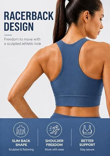Racerback Crop Tank Tops for Women Y-Back with Built-in Bra Longline Sports Bras Scoop Neck Workout Tops thumbnail 2
