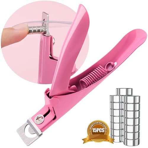 Light Pink Adjustable Nail Clippers with Magnets Sizers Nail Tip Cutter | Stainless Steel Nail Clipper Acrylic Nail Cutter for Nails Tip Trimmer for Acrylic Tips Sharp Blade Clip Tool for Salon Home - Image 1