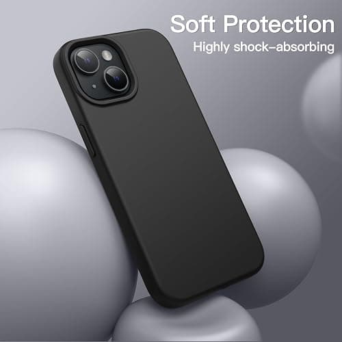 JETech Coque Silicone pour iPhone 14 6,1 Pouces, Protection Complète du Corps au Toucher Soyeux, Étui Housse Anti-Chocs Doublure Douce en Tissu Microfibre (Noir) thumbnail 4