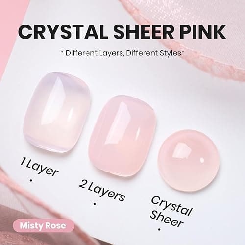 Beetles Nude Pink Gel Nail Polish, 8ml HEMA-Free Natural Jelly Gel Polish | Nail Concealer Sheer Translucent Effect Soak Off UV Misty Rose Collection Nail Art Manicure Gift for Women thumbnail 3