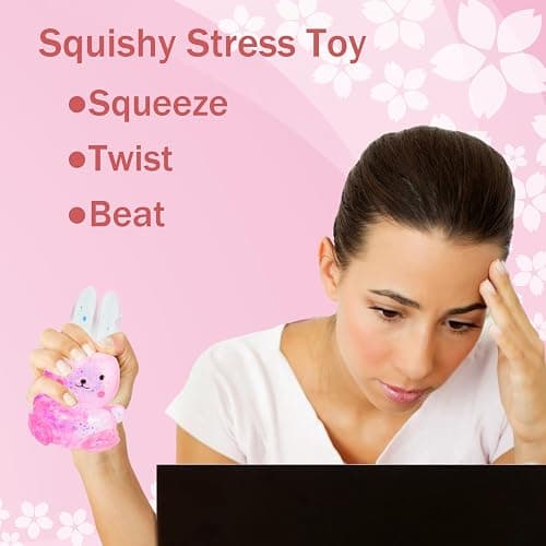 Sezua Squishy Fidget Stress Ball - Easter Basket Stuffers, Taba Squishies Squeeze Sensory Rabbit Toys, Rabbit Squishy Sugar Stress Ball Toys for Adult Kid, Glitter Rabbits Gift for Birthday Christmas thumbnail 5