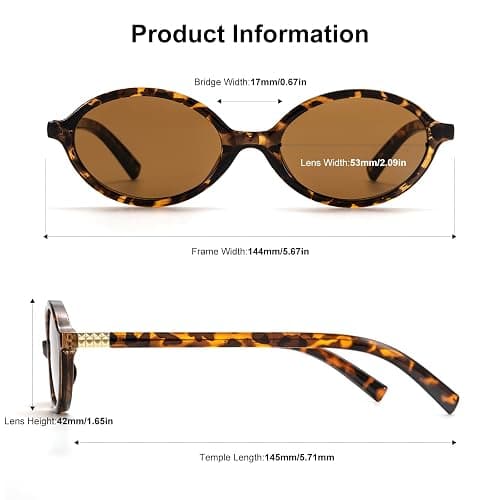 ViewJoy Retro Oval Sunglasses for Women Vintage 90s Y2K Trendy Designer Sun Glasses thumbnail 5