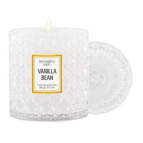 Chloefu LAN Vanilla Bean Highly Fragranced Candle Gifts for Women, Mothers Day Gift, Natural Wax Candle for Home Scented, Up to 55 Hour Burn time - 230g Premium Soy Wax - Image 1