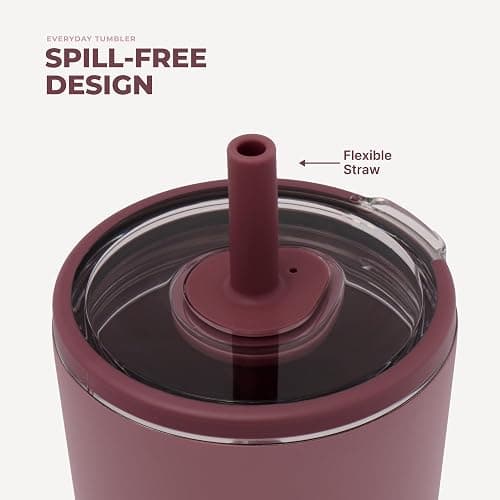HydroJug Everyday Tumbler 20 oz, Ceramic-Lined Straw Cup, Canyon Rose | Vacuum insulated stainless steel, flexible straw, soft-touch lid, spill-free, cup holder fit, BPA-free, hot & cold drinks thumbnail 5