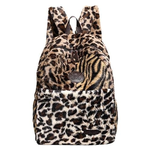 HOKMAH Fashion Backpack y2k Purse Backpack, Cute Fuzzy Daypack Grunge Alt Emo Shoulder Bag Cheetah Chic Coquette Harajuku Bag (leopard print) - Image 1