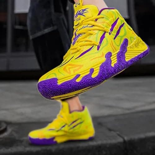 Wqsugnt Mens Multicolor High Top Basketball Shoes Non-Slip Breathable Running Shoes Fahsion Lightweight Outdoor Gym Sneakers thumbnail 3