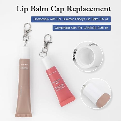 Keychain Cap for Summer Fridays 0.5 Oz Lip Balm keychain, Keychain Cap Compatible with LANGIGE 0.35 oz Lip Balm thumbnail 2