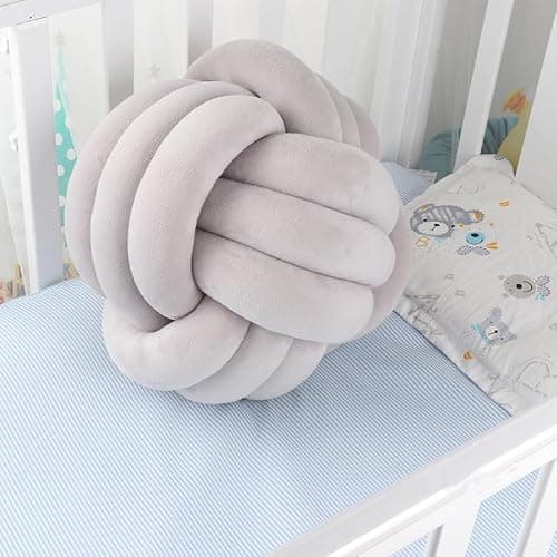 Knotted Ball Pillow, Knot Throw Pillow Soft Companionship Decorative Sofa Cushion, Round Sofa Pillows (Grey, 20cm) thumbnail 2
