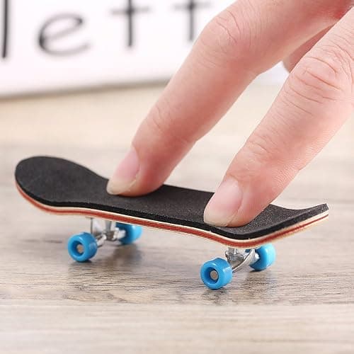 BISOZER Mini Finger Skateboard – Wooden Finger Board Ultimate Sport Training Props in Light Brown with Ball Bearings -1 Pack (Random Color Bearing Wheels) thumbnail 2