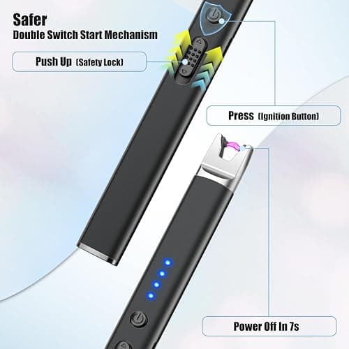 Electric Candle Lighter USB C Rechargeable BBQ Lighter Long Reach, Electronic Arc Plasma Lighter Flameless and Windproof for Candles, Grill Stove, Camping (Jet Black) thumbnail 3