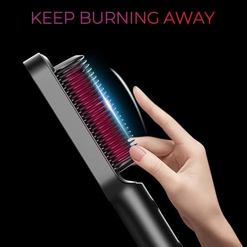 Hair Straightener Brush, TYMO Ring Hair Straightener Comb Straightening Brush for Women with 5 Temps 20s Fast Heating & Dual Voltage, Black thumbnail 6