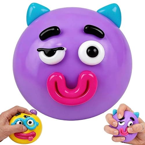 Smushers Squishy,Face Squishy Toy, Curiosities Dog Face Squishy Cute Slow Rise Relaxing,Funny Face Squishy Stress Balls, Stress Relief Desk Accessory for Adults (Purple) - Image 1